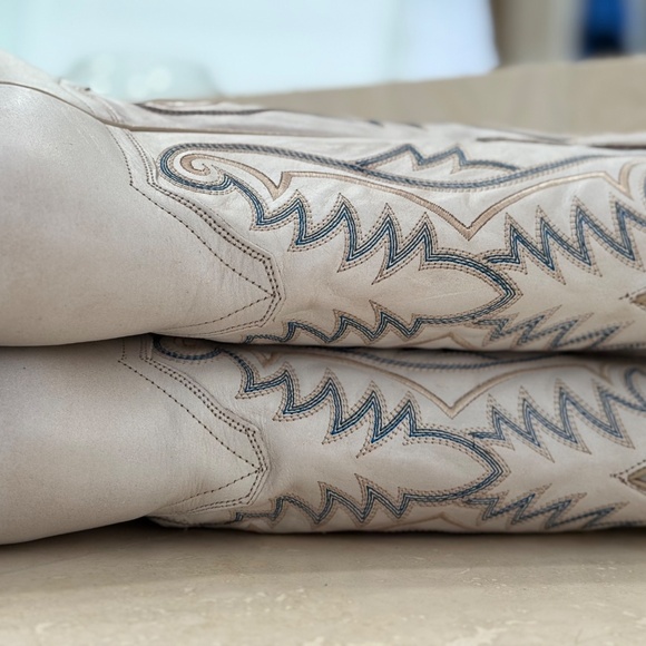 NIB Women's Leather Dan Post Sugar White Blue Square Toe Cowboy Boots 10 - Picture 14 of 16